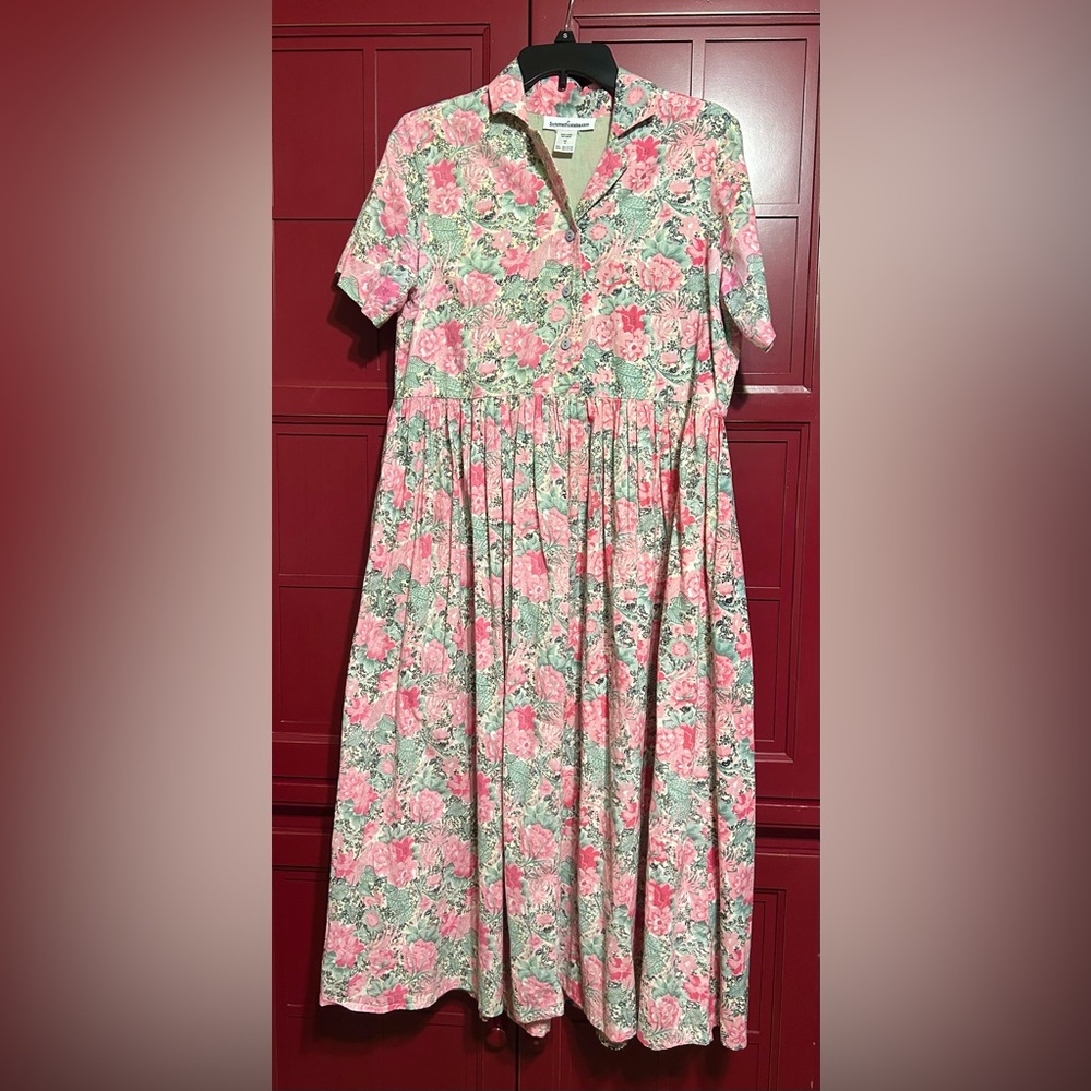 Floral Pink and Green vintage inspired  Maxi Dress